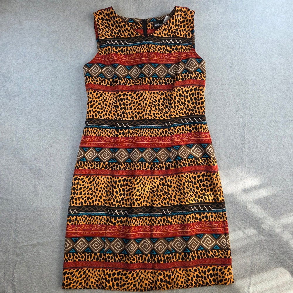 Sag Harbor Sleeveless Sheath Dress Women 8 Multi Animal Print Geometric 20-3145